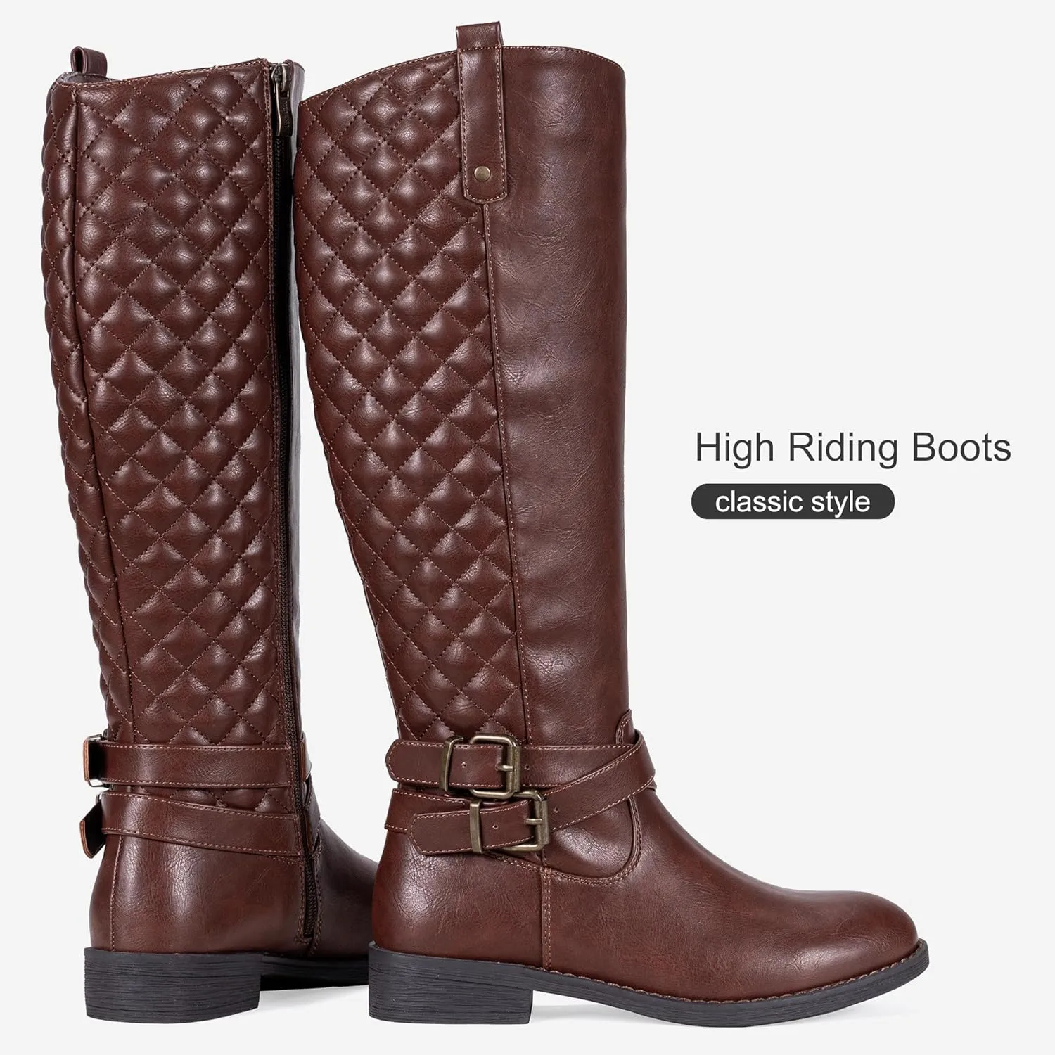Vepose Women's 949 Knee High Boots,Tall Riding Boots Low Heel with Wide Calf