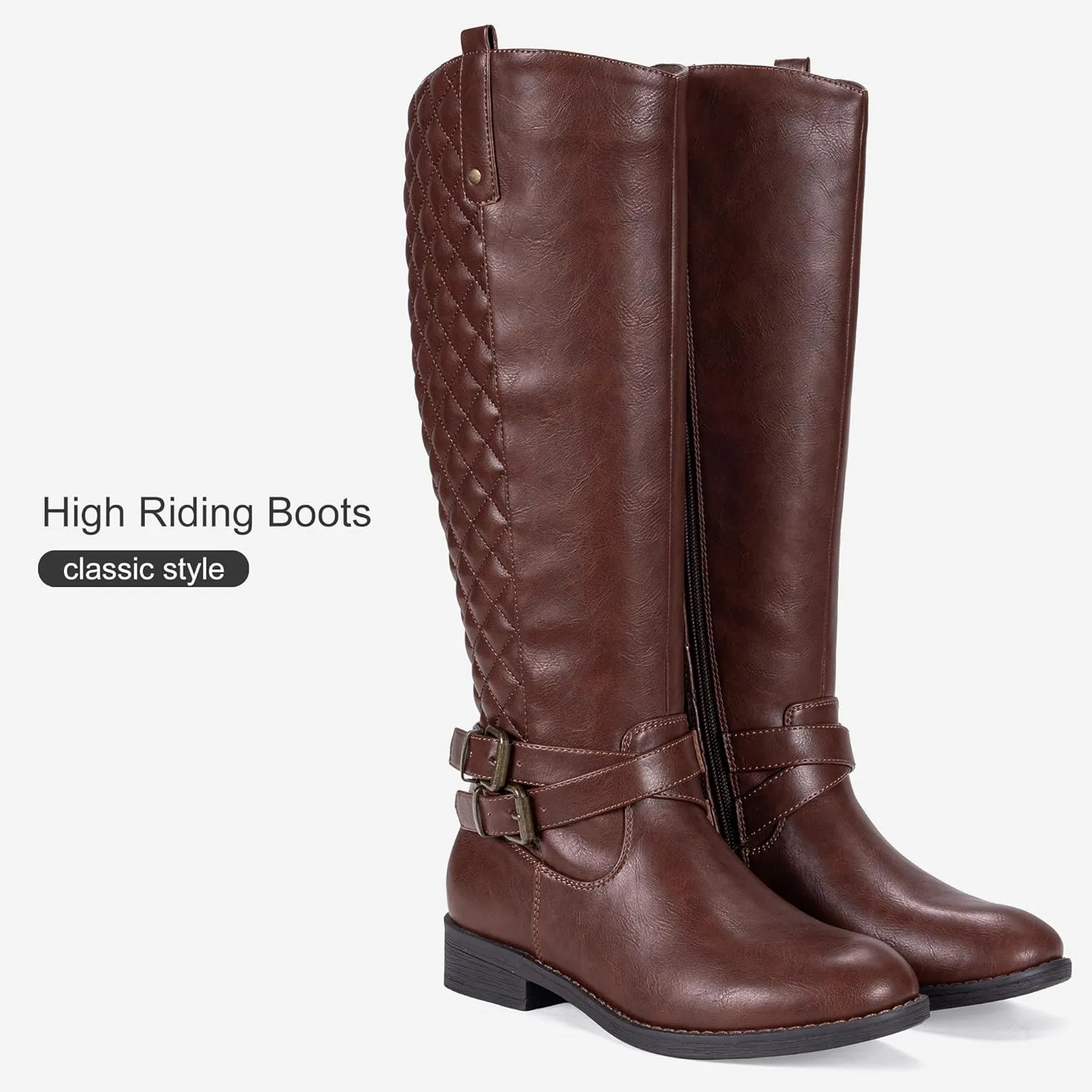 Vepose Women's 949 Knee High Boots,Tall Riding Boots Low Heel with Wide Calf