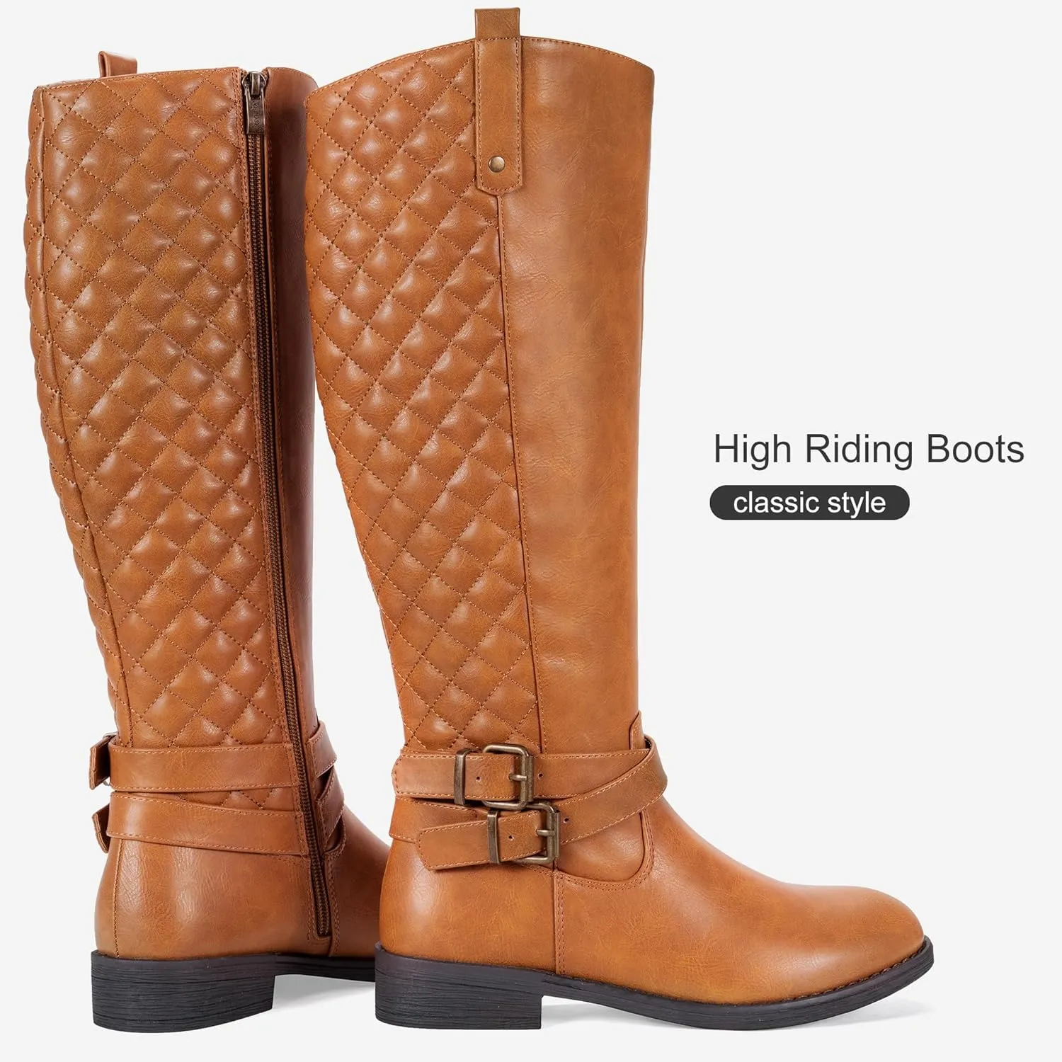Vepose Women's 949 Knee High Boots,Tall Riding Boots Low Heel with Wide Calf