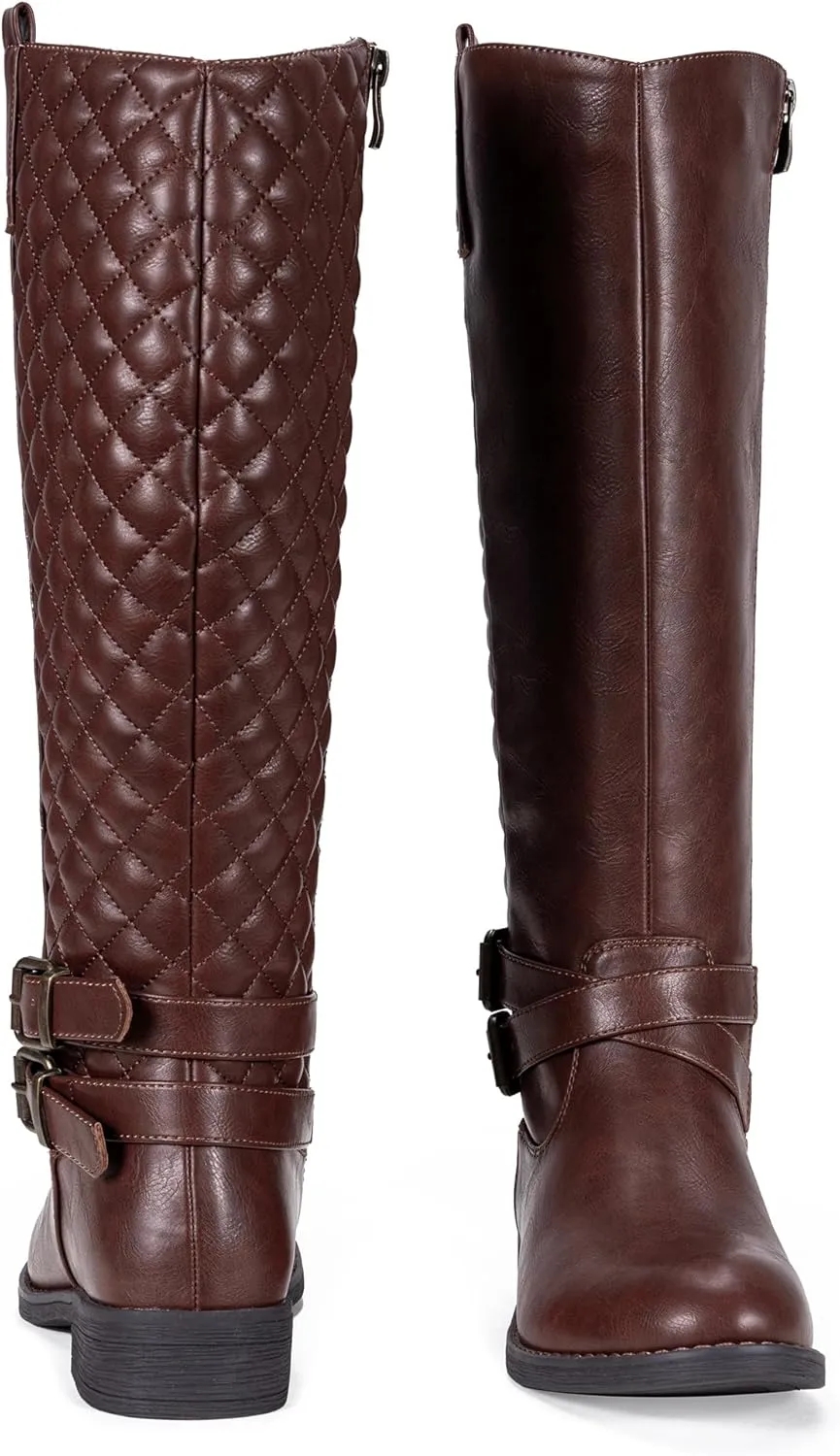 Vepose Women's 949 Knee High Boots,Tall Riding Boots Low Heel with Wide Calf