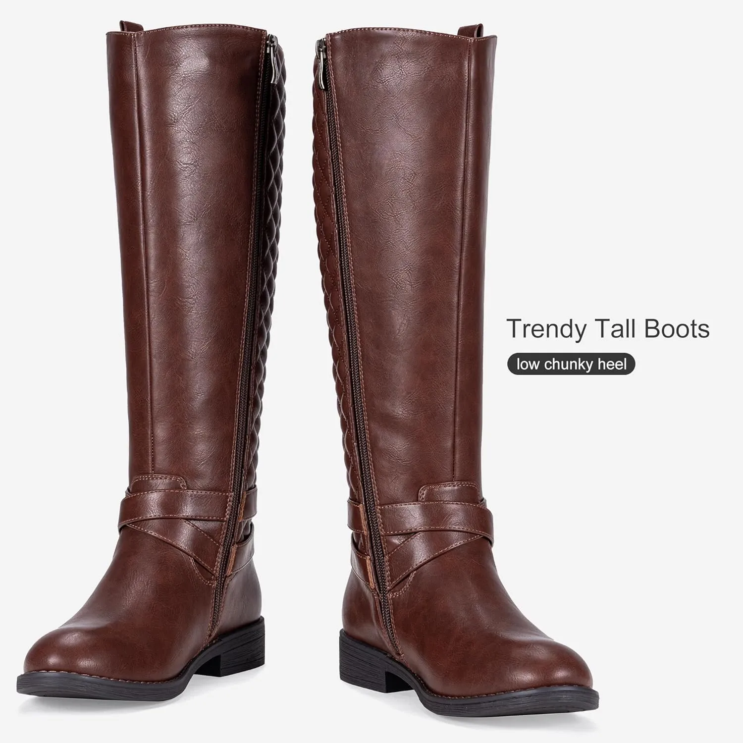 Vepose Women's 949 Knee High Boots,Tall Riding Boots Low Heel with Wide Calf