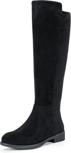 Vepose Women's 9662 Knee High Boots, Casual Tall Riding Boots Low Flat Heel, Wide Calf and Inner Zipper.