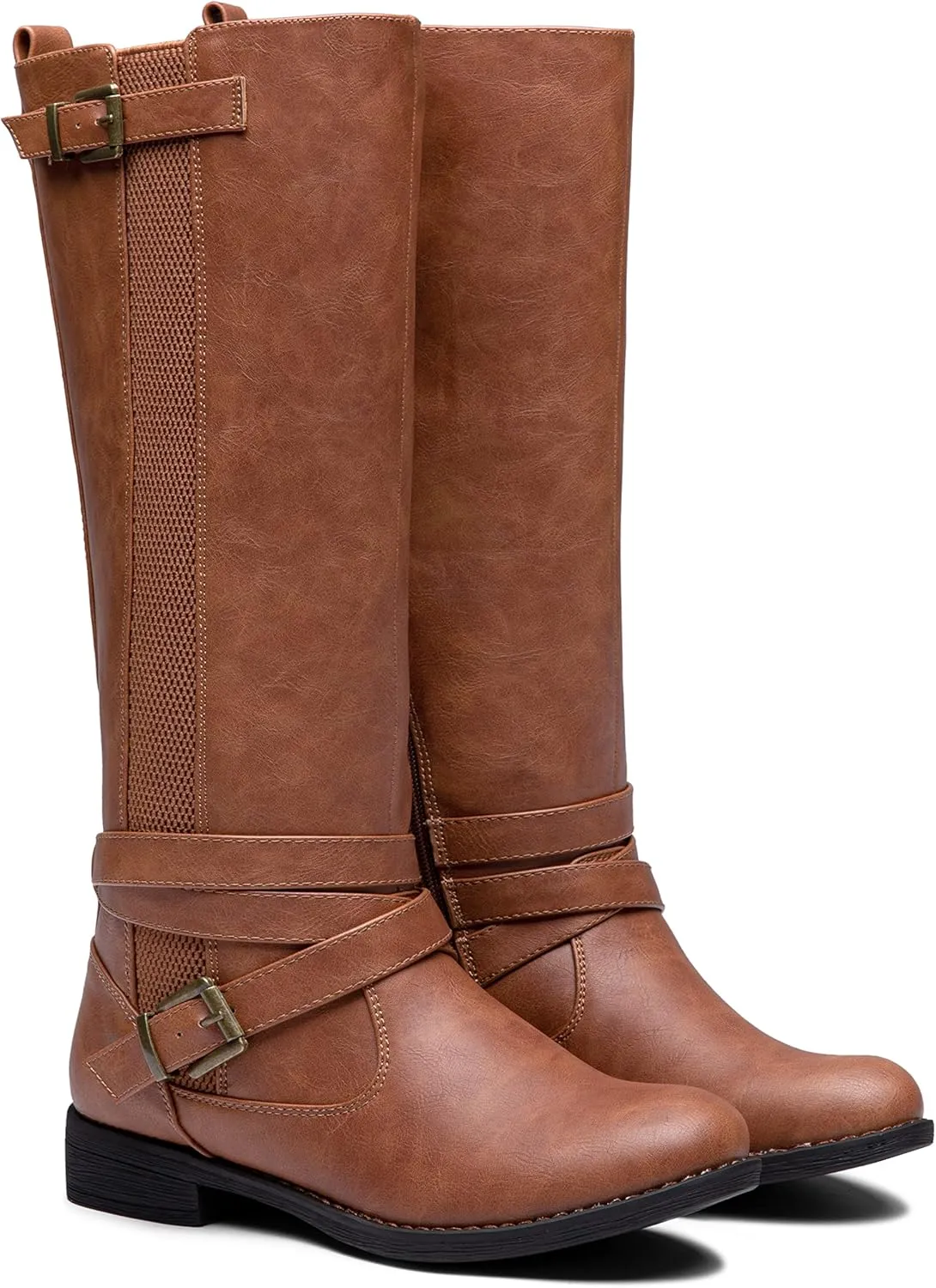 Vepose Women's Riding Knee High Boots Calf Tall Stretch Retro Low Heel 952 Boots with Zipper