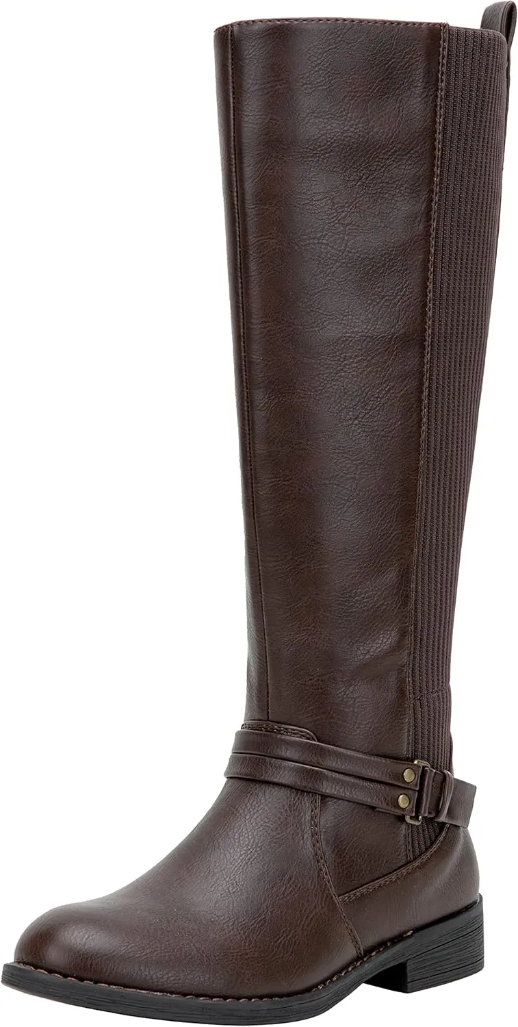Vepose Women's Riding Knee High Boots Calf Tall Stretch Retro Low Heel 952 Boots with Zipper