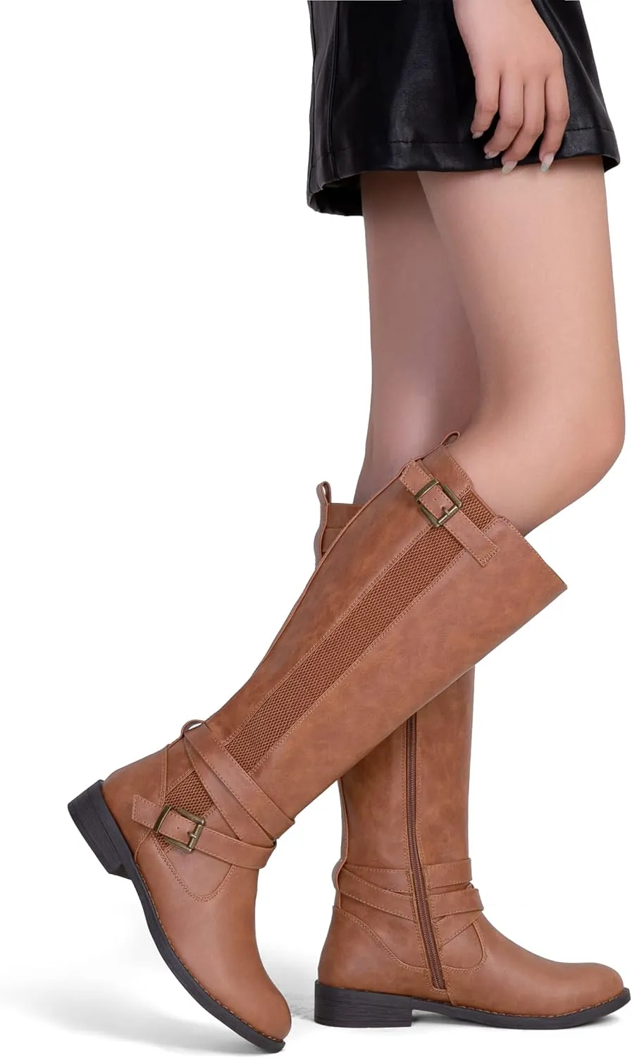 Vepose Women's Riding Knee High Boots Calf Tall Stretch Retro Low Heel 952 Boots with Zipper