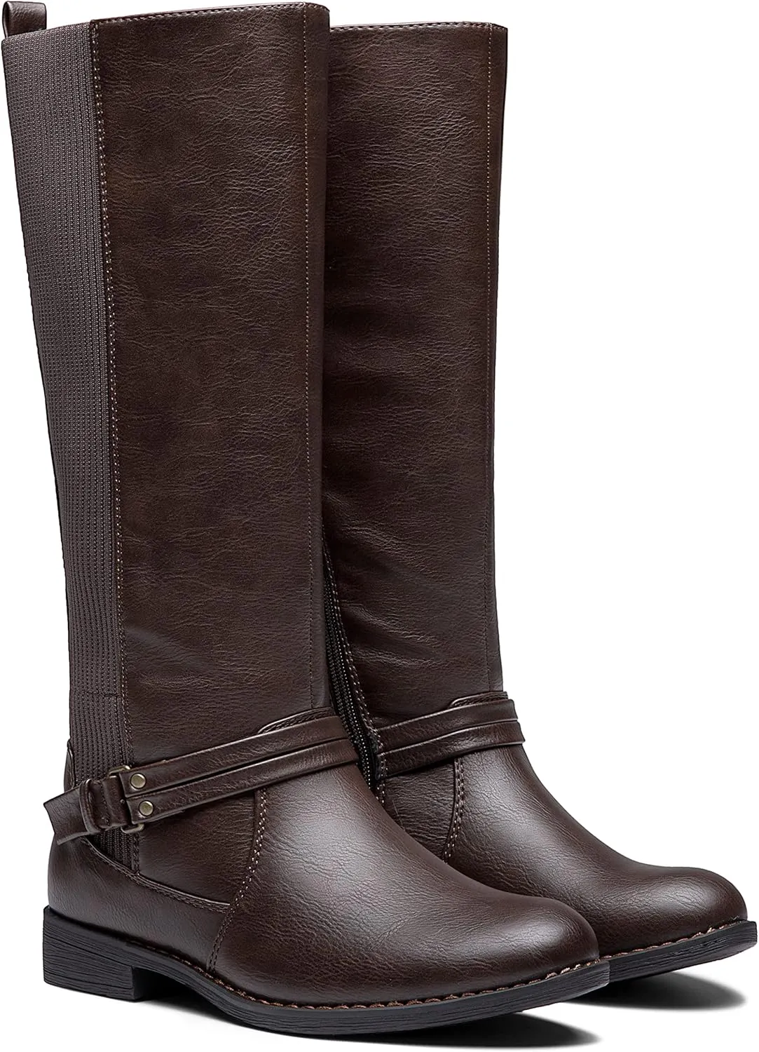 Vepose Women's Riding Knee High Boots Calf Tall Stretch Retro Low Heel 952 Boots with Zipper