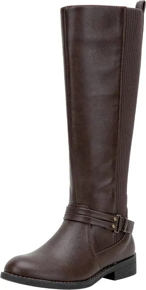 Vepose Women's Riding Knee High Boots Calf Tall Stretch Retro Low Heel 952 Boots with Zipper