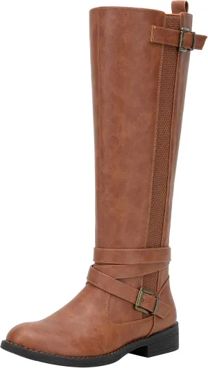 Vepose Women's Riding Knee High Boots Calf Tall Stretch Retro Low Heel 952 Boots with Zipper