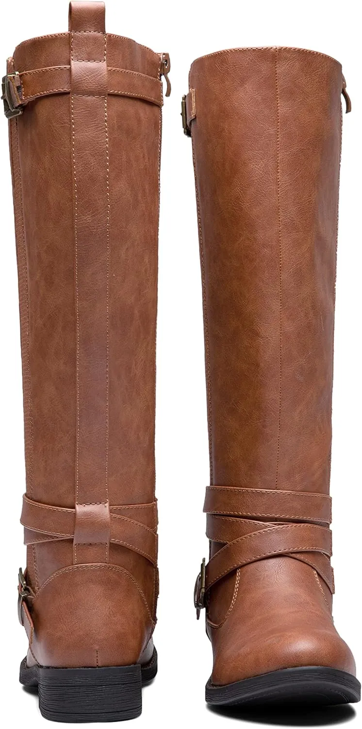 Vepose Women's Riding Knee High Boots Calf Tall Stretch Retro Low Heel 952 Boots with Zipper
