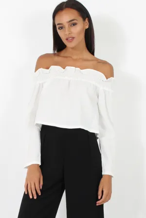 Violetta Top - Crop Off White No-hassle returns Shoulder Augmented reality
