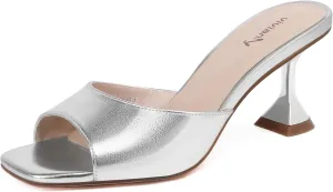 vivianly Womens Clear Heels Sandals Transparent Stiletto Heel Slippers Backless Peep Toe Slip on Heeled Mules