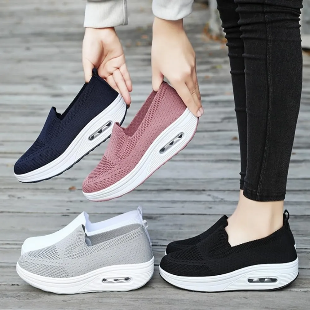 Vogany Orthopedic Sneakers Women, Mesh Platform Sneakers, Slip On Breathable Walking Shoes, Work Loafers with Arch Support