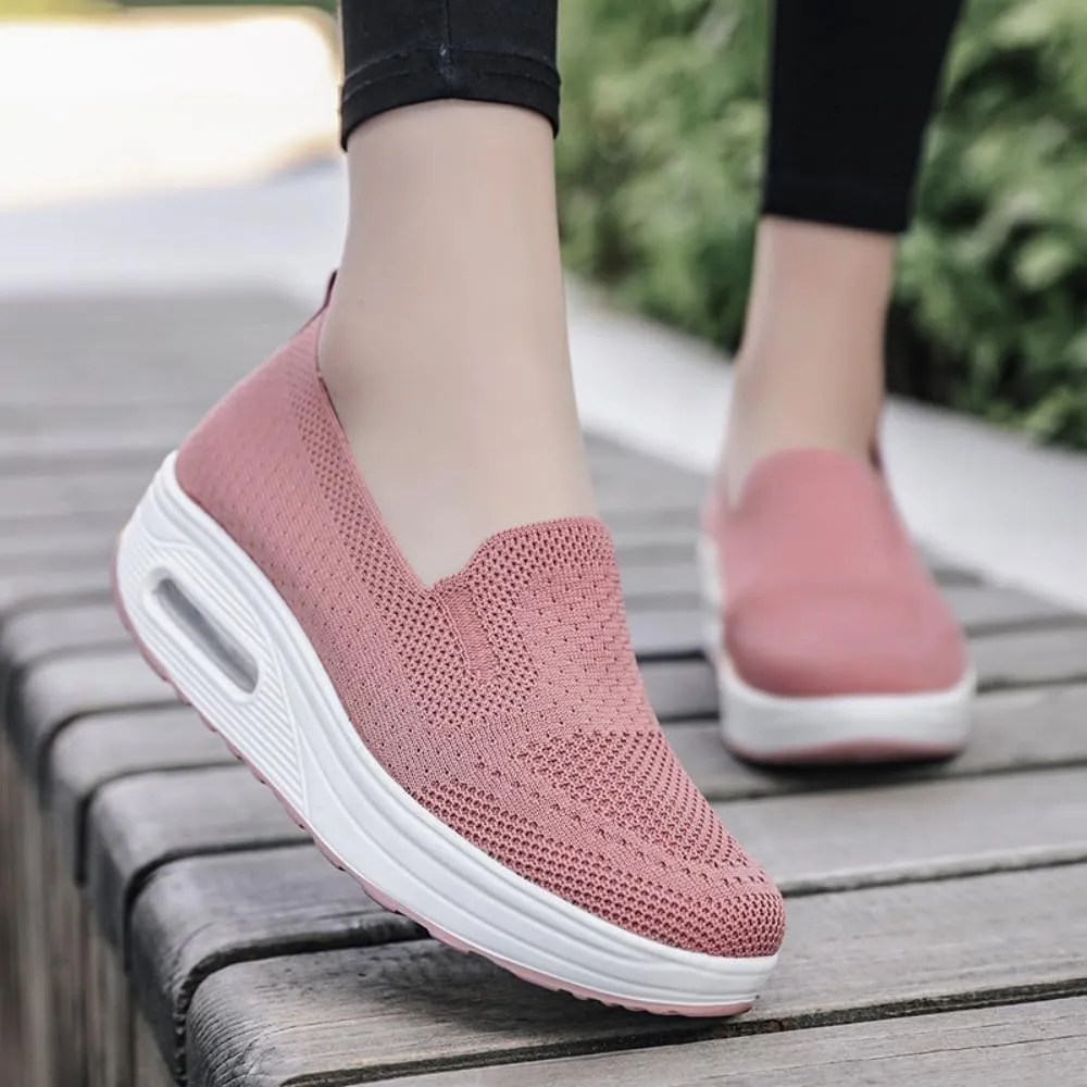 Vogany Orthopedic Sneakers Women, Mesh Platform Sneakers, Slip On Breathable Walking Shoes, Work Loafers with Arch Support