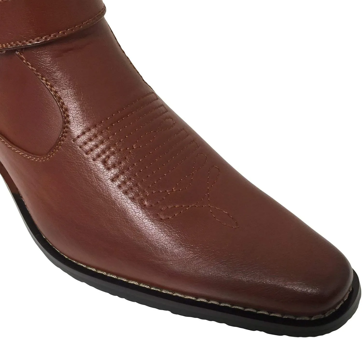 W1TCJ Men’s Cowboy Boots Western Ankle Harness Leather Lining Side Zipper Shoes