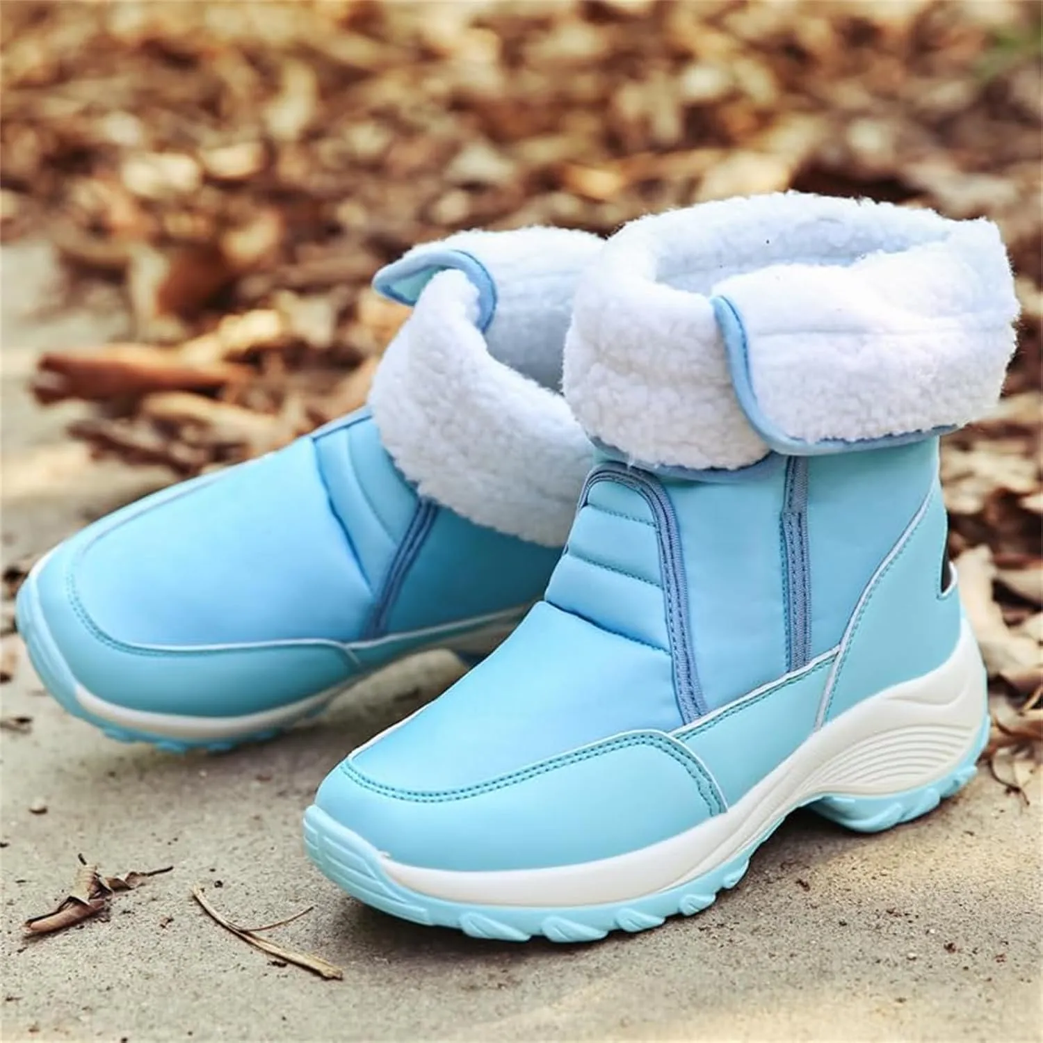 Warm Snow Boots for Women Winter High Top Bootie Anti-Slip Fur Lined Ankle Short Boots Waterproof Slip On Outdoor Shoes