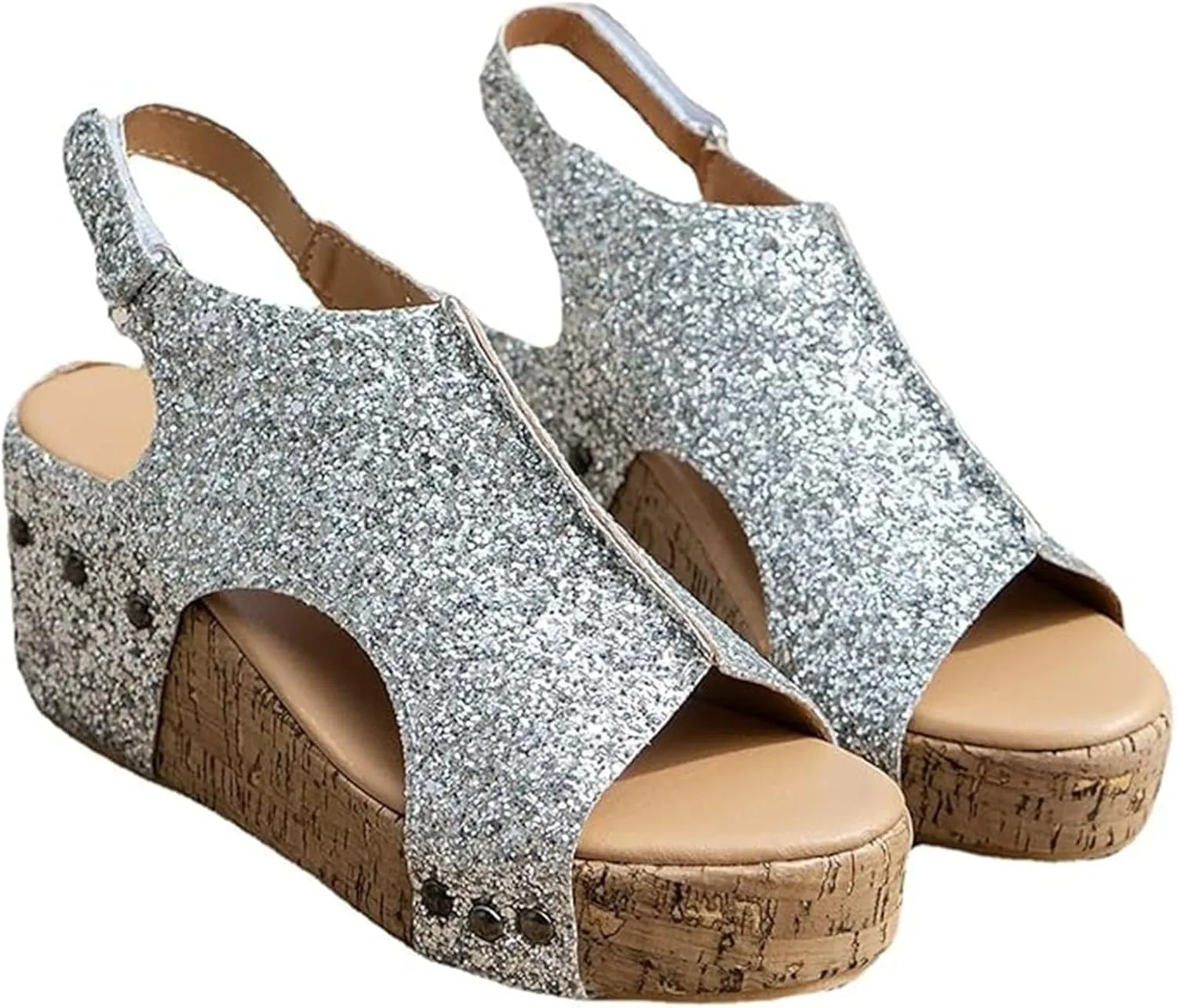 Wedge Sandals for Women,Platform Wedge Sandals Women,Open Toe Buckle Ankle Strap Espadrilles Flatform Wedge Sandal Dressy High Heeled Wedges Comfortable Casual Ladies Boho Beach Shoes Summer Vacation