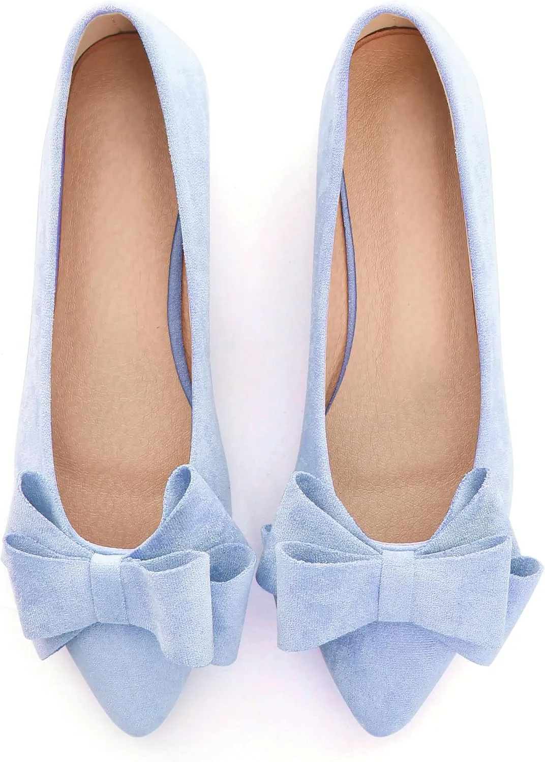 WENJIAZHIZHI Flat Dress Shoes Women Comfortable Ballet Flats Slip On Pearls Knot Dressy Shoes Pointed Toe