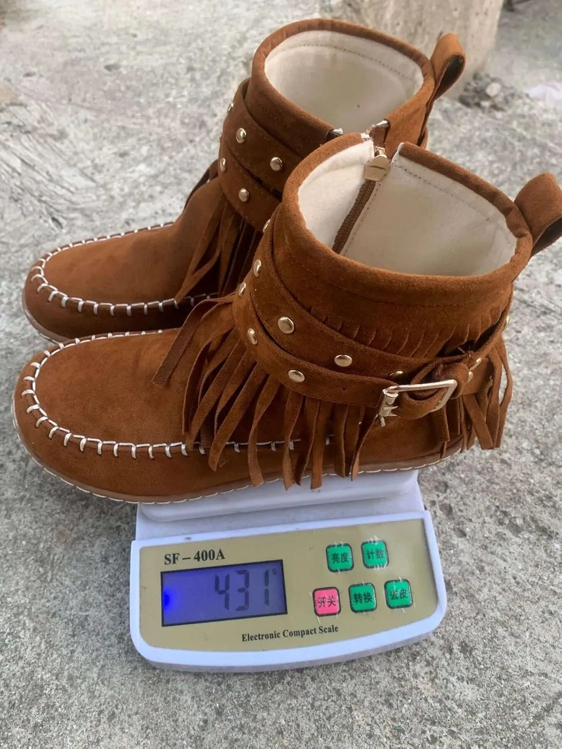 Women Casual Ankle Boots Flat Fringe Booties Round Toe Vintage Suede Tassel Lace Up Dress Walking Shoes Zipper Fall Winter Outdoor Fashion Low Top Short Boots