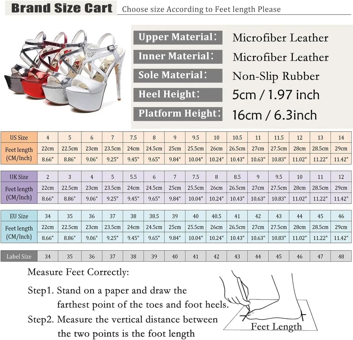 Women Fashion Stiletto High Heels Platform Sandals Open Toe Party Shoes