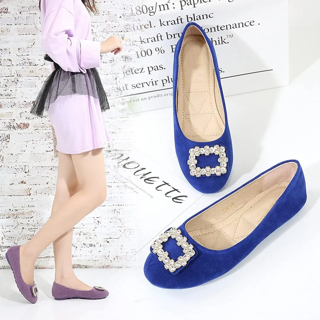 Women Loafers Flat Shoes Rhinestone Bow Summer Slip ons
