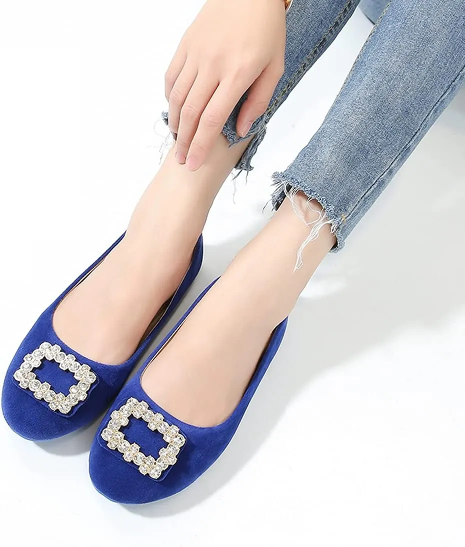 Women Loafers Flat Shoes Rhinestone Bow Summer Slip ons