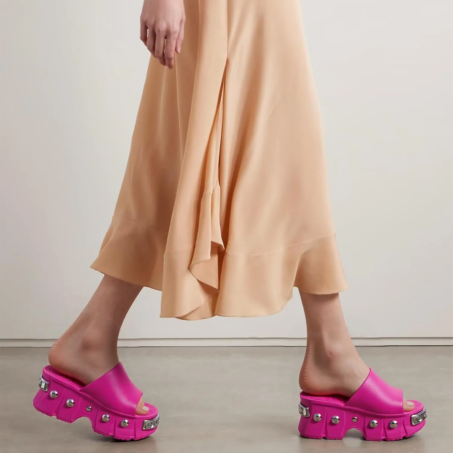 Women Platform Sandals Open Toe Chunky Flatform Slides Sandals Fashion Slip on Summer Beach Sandals Casual Dressy Female Platform Slides for Vacation Comfort Wedges Slide