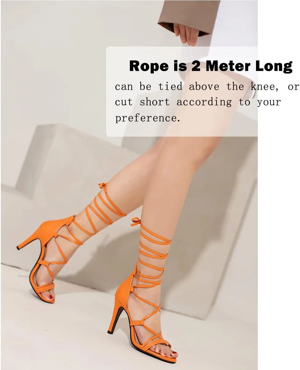Women Sexy Leg Tie Up Sandals Knee High Stiletto High Heels Criss Cross Gladiator Sandals