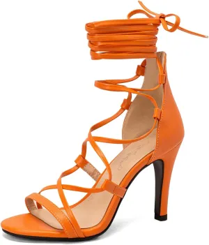 Women Sexy Leg Tie Up Sandals Knee High Stiletto High Heels Criss Cross Gladiator Sandals