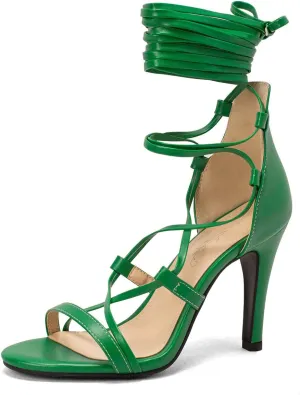 Women Sexy Leg Tie Up Sandals Knee High Stiletto High Heels Criss Cross Gladiator Sandals