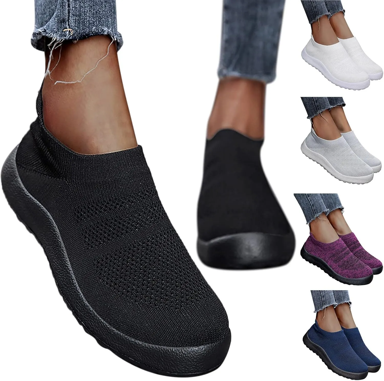 Women's Athletic Walking Shoes Slip On Casual Mesh Slip On Shoes Women Arch Support Ladies Shoes Casual Walking Sneakers Platform Tennis Shoe Loafers Shoe