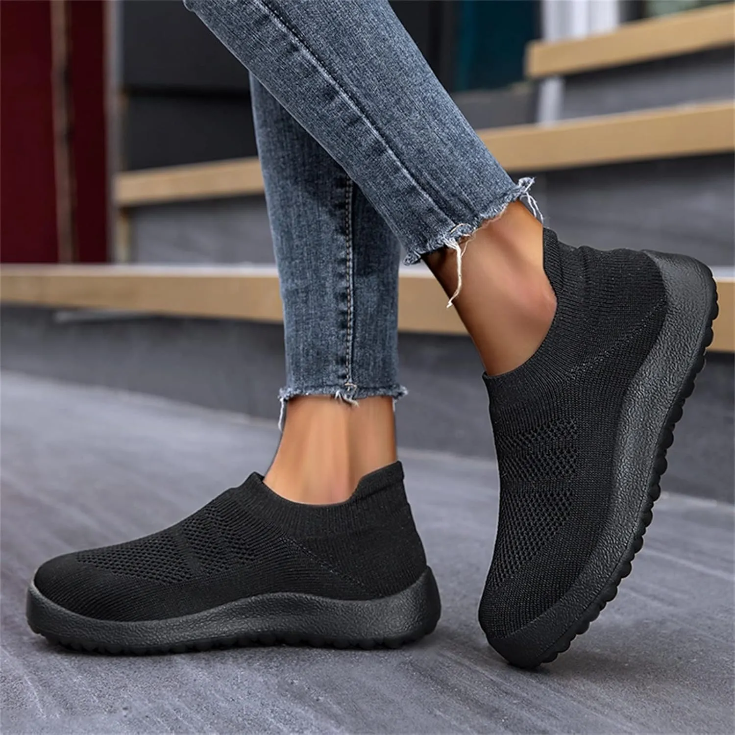 Women's Athletic Walking Shoes Slip On Casual Mesh Slip On Shoes Women Arch Support Ladies Shoes Casual Walking Sneakers Platform Tennis Shoe Loafers Shoe