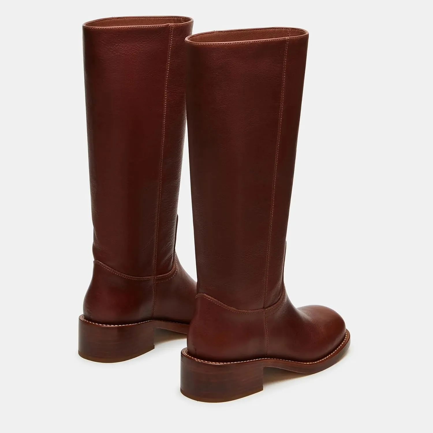 Women's Banana Knee High Boots Square Toe Chunky Block Heel Comfortable Low Heel Pull on Wide Calf Riding Long Boots for Women