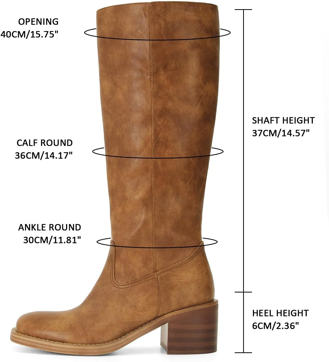 Womens Banana Knee High Boots Square Toe Comfortable Campus Boots Block Heel Riding Boots Wide Calf Long Tall Boots