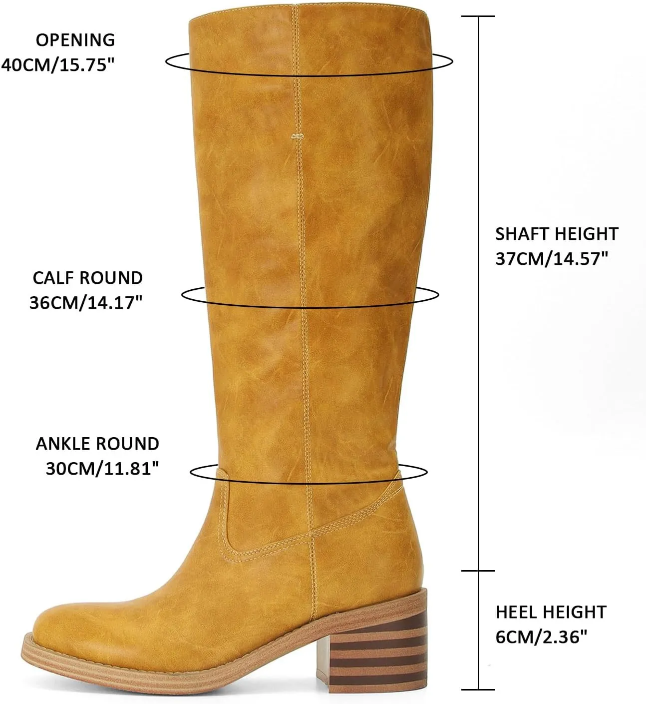 Womens Banana Knee High Boots Square Toe Comfortable Campus Boots Block Heel Riding Boots Wide Calf Long Tall Boots