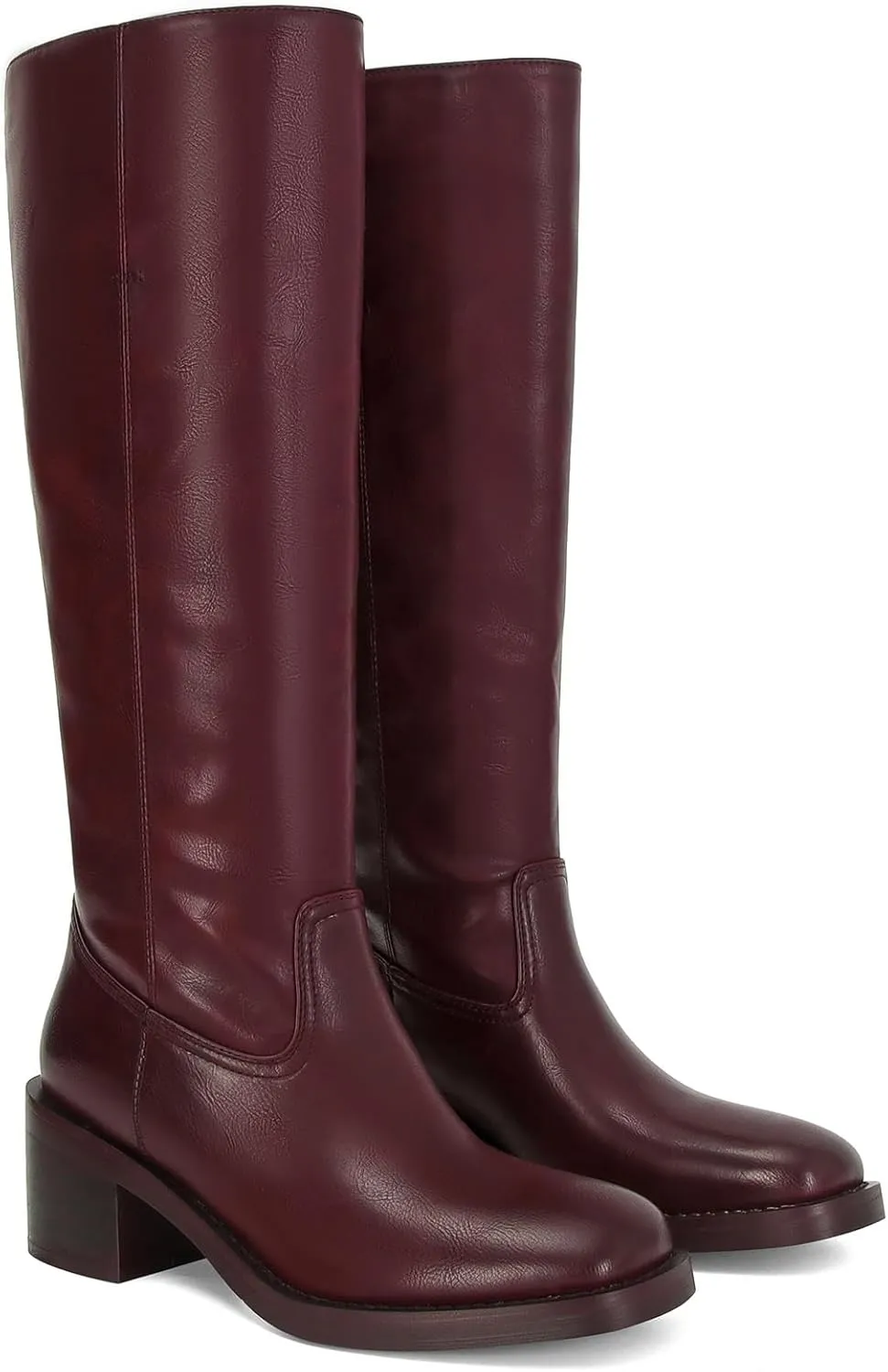 Womens Banana Knee High Boots Square Toe Comfortable Campus Boots Block Heel Riding Boots Wide Calf Long Tall Boots