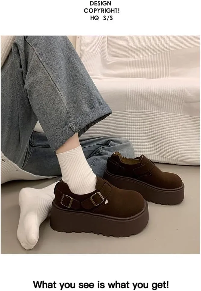 Women's Chunky Platform Suede Clogs - Comfortable Elevated Sandals with Memory Foam for Casual Outfits & Everyday Wear