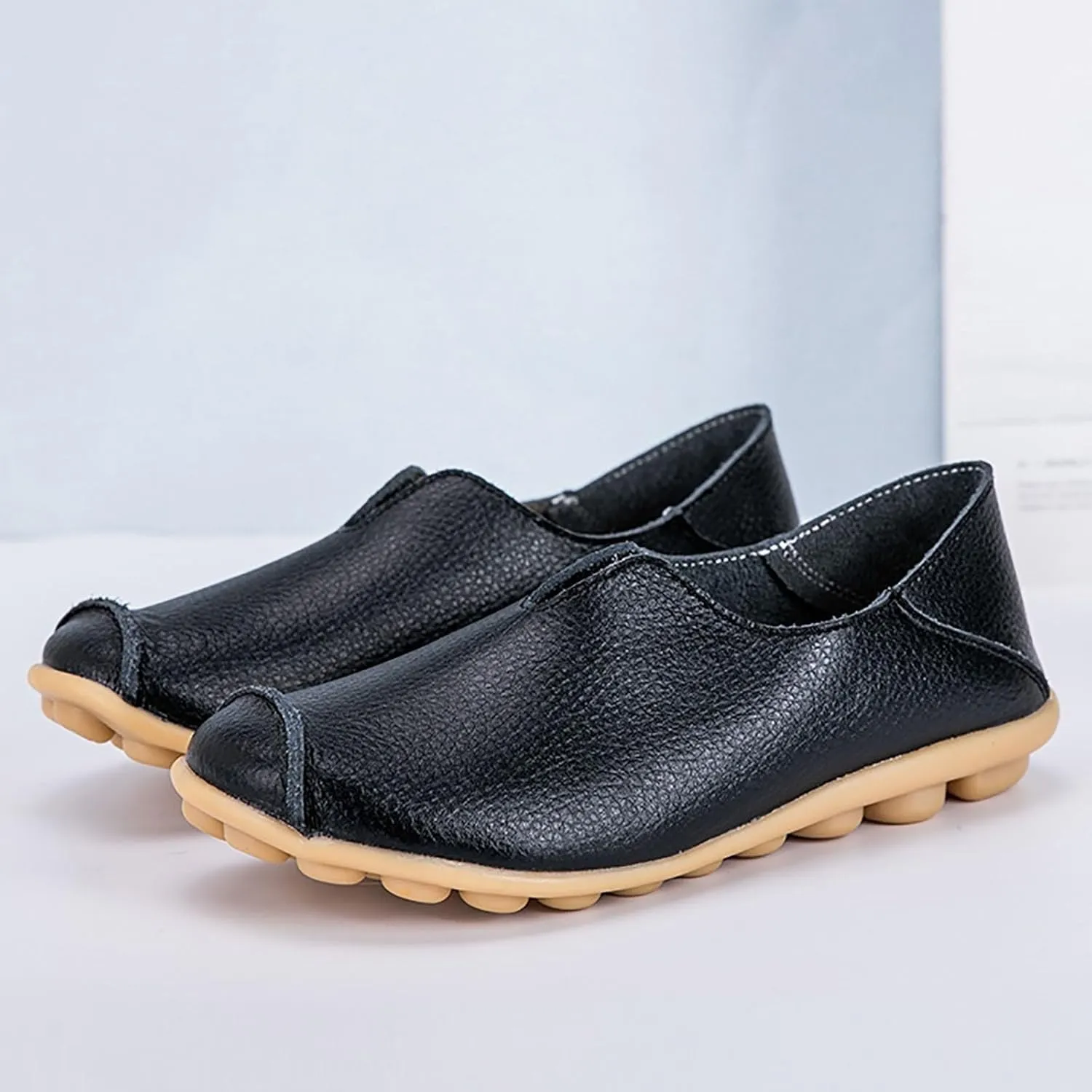 Womens Comfortable Loafers Round Toe Moccasins Driving Slip On Flat Shoes Casual Dressy Comfort Walking Boat Shoe