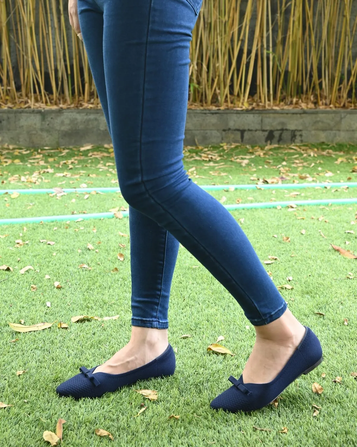 Women's Flats Bow Knit Ballet Flats Round Toe Comfortable Flats Dress Shoes Slip on Casual Dressy Flats for Office Work Foldable Soft Shoes Walking Flats