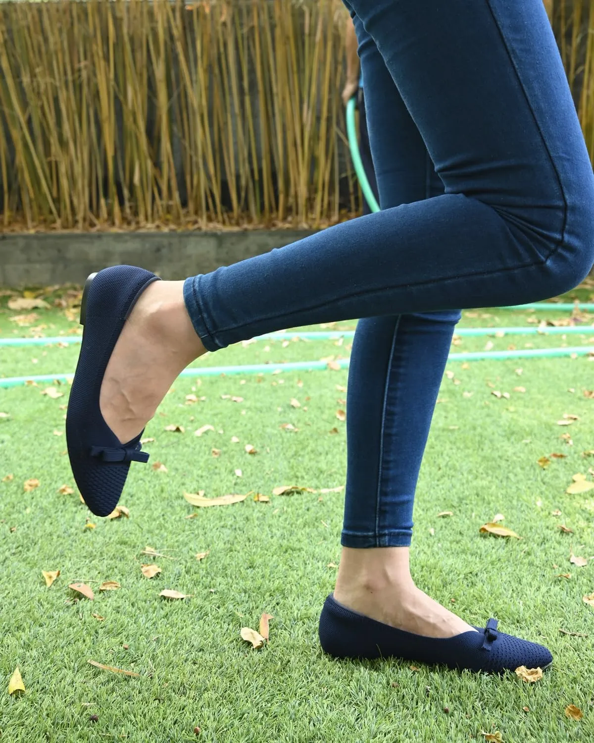 Women's Flats Bow Knit Ballet Flats Round Toe Comfortable Flats Dress Shoes Slip on Casual Dressy Flats for Office Work Foldable Soft Shoes Walking Flats