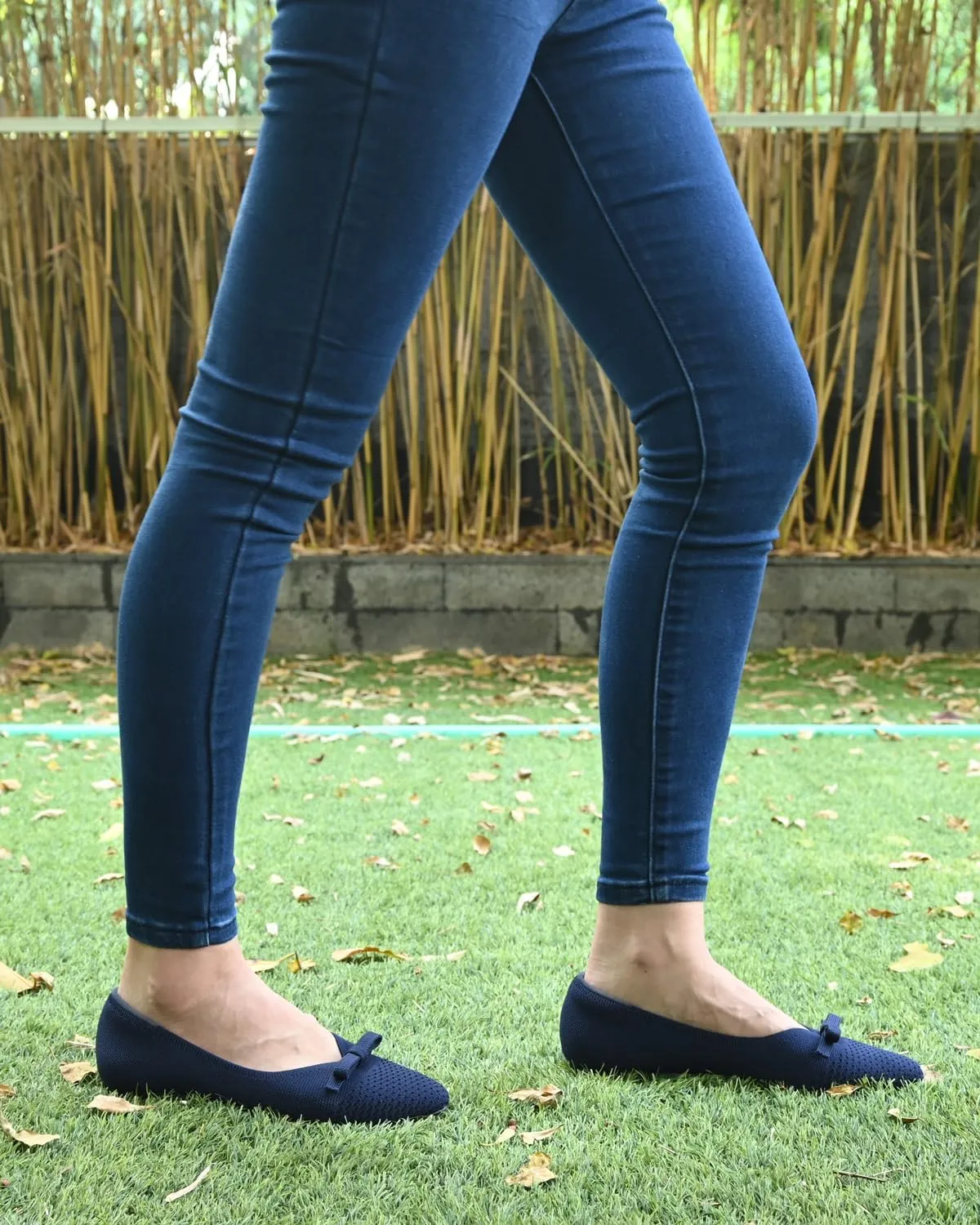 Women's Flats Bow Knit Ballet Flats Round Toe Comfortable Flats Dress Shoes Slip on Casual Dressy Flats for Office Work Foldable Soft Shoes Walking Flats