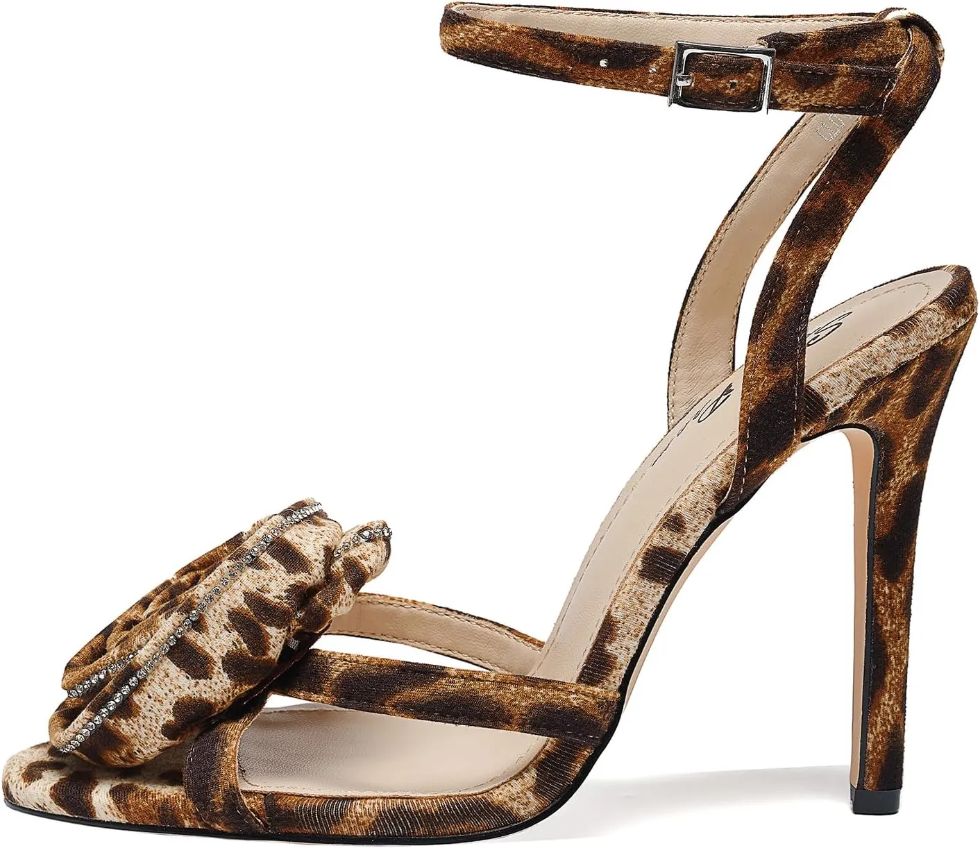 Women's Floral Rose & Rhinestone Ankle Strap 4.3IN Stiletto Heel Sandals Open Toe Wedding Party Nightclub Shoes