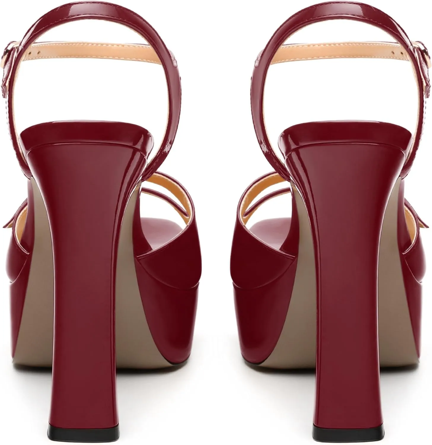 Women's High Heel Platform Sandals - Open Square Toe, Adjustable Buckle Ankle Strap, Versatile Party/Wedding/Daily Shoes