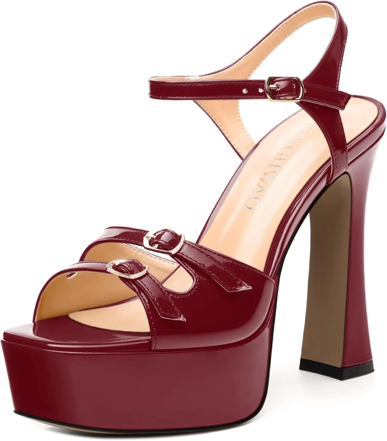 Women's High Heel Platform Sandals - Open Square Toe, Adjustable Buckle Ankle Strap, Versatile Party/Wedding/Daily Shoes