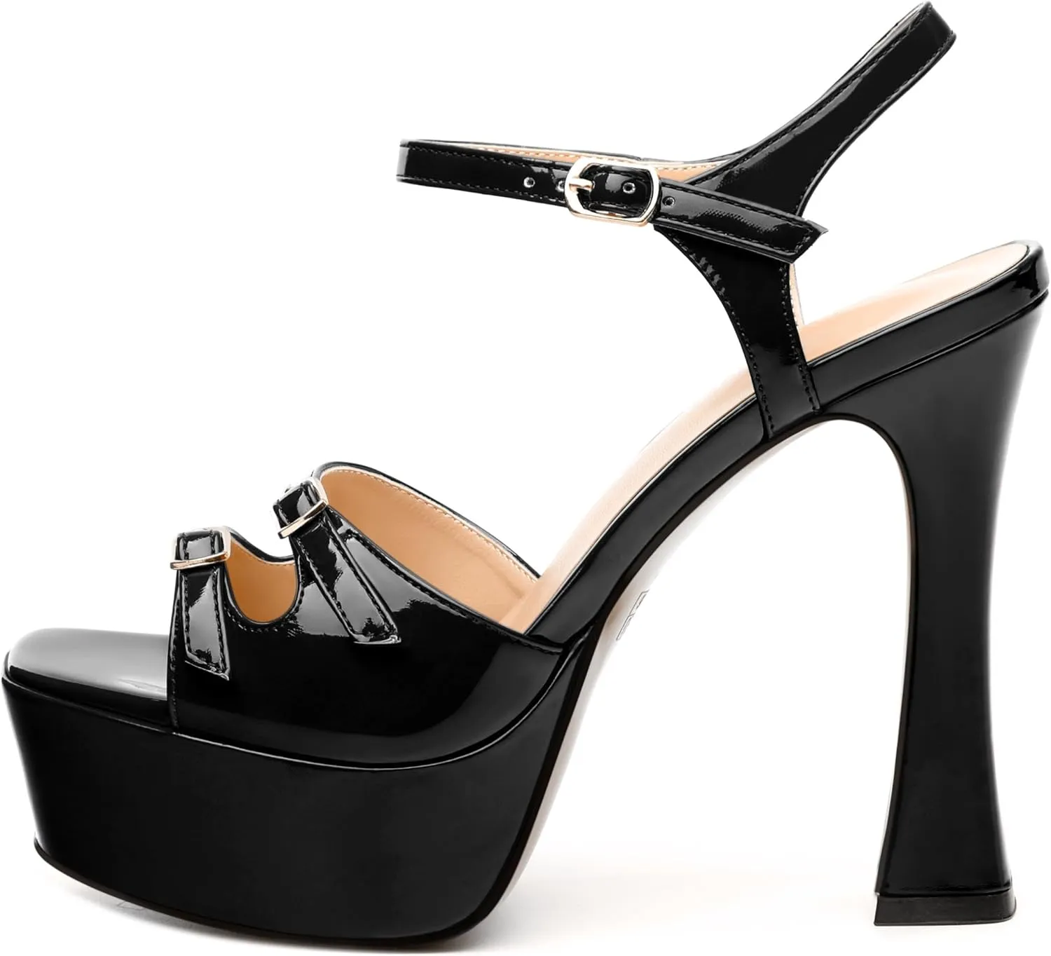 Women's High Heel Platform Sandals - Open Square Toe, Adjustable Buckle Ankle Strap, Versatile Party/Wedding/Daily Shoes