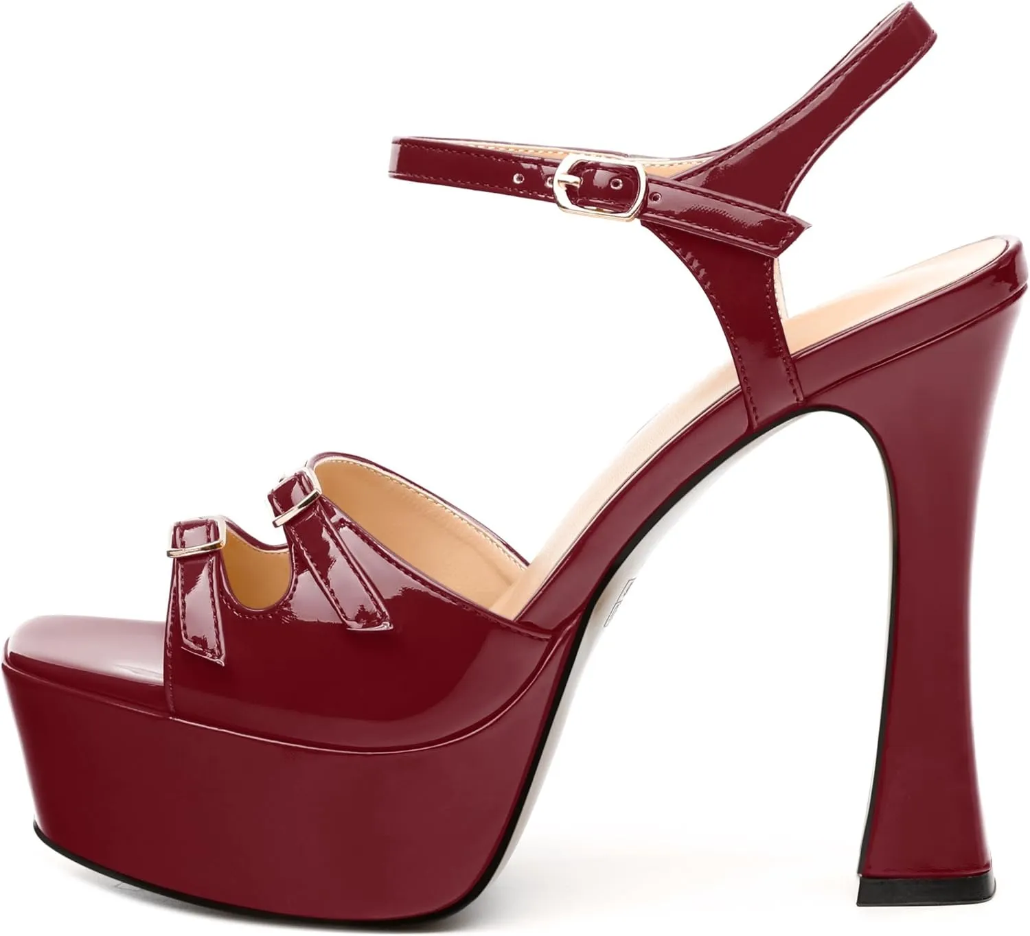 Women's High Heel Platform Sandals - Open Square Toe, Adjustable Buckle Ankle Strap, Versatile Party/Wedding/Daily Shoes