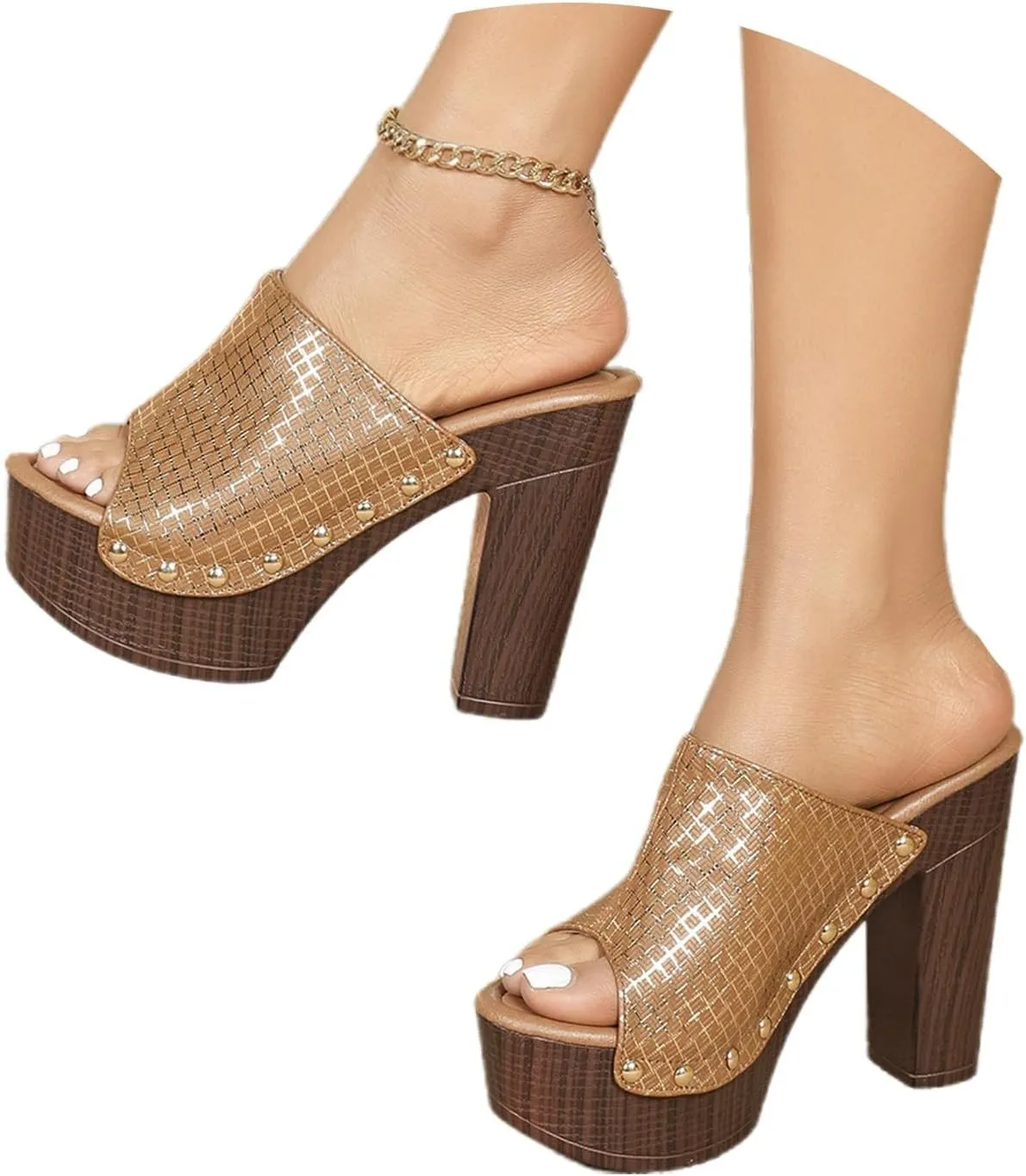 Women's High Heel Slippers Open Toe Sandals Casual Wear Vacation Summer Spring Comfortable Slippers Women for Home