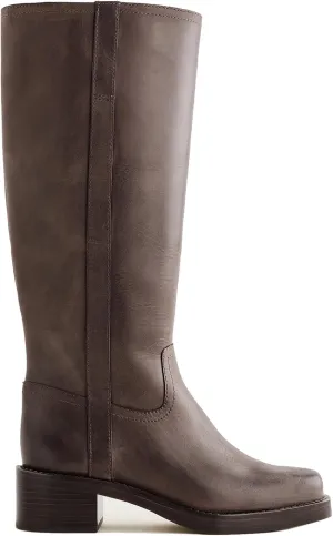 Women's Knee High Boots Chunky Heel Square Toe Riding Boots Pull On Heeled Boots Dress Tall Boots
