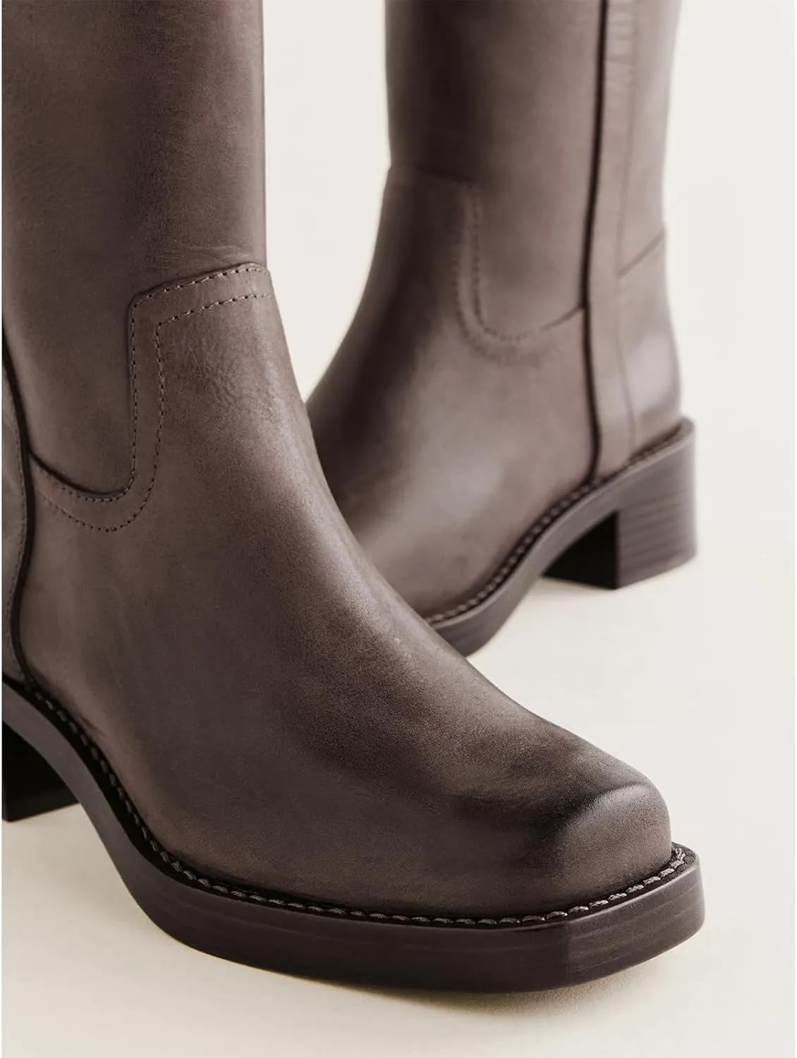 Women's Knee High Boots Chunky Heel Square Toe Riding Boots Pull On Heeled Boots Dress Tall Boots