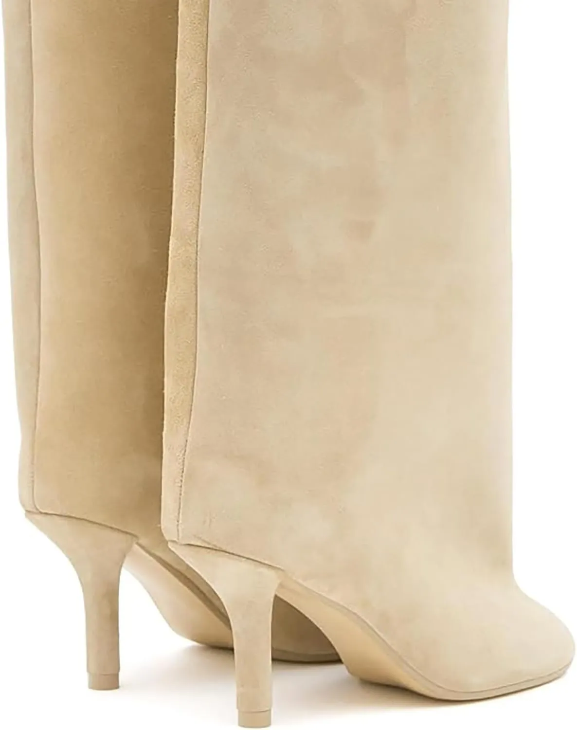 Women's Knee High Boots Green Suede Wide Calf Stiletto Long Booties Square Toe Pull On High Heel Riding Boots for Women Ladies Fashion Dress Tall Boots