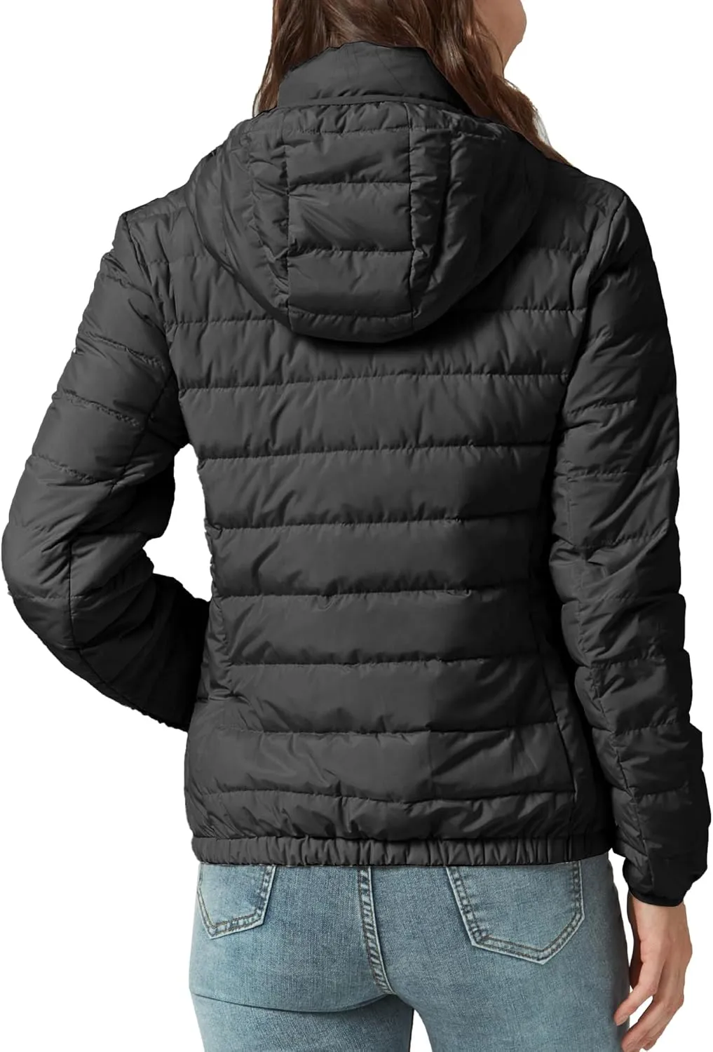 Women's Packable Puffer Jacket Hooded Lightweight Puffy Jackets Windproof Winter Coat